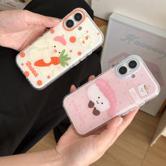 YICKYUE - Korean ins Fun Cute Polka Dot Rabbit Carrot Sushi Phone Case for iPhone 16 15 14 13 Pro Max Back Cover Fund