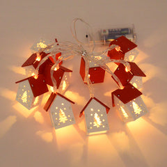 YICKYUE - Christmas Wooden House LED String Light Xmas Tree Hanging Ornament 2024 Christmas Decoration For Home Kids New Year Gift Navidad