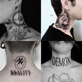 6 Sheets The Darkness Series Black Neck Temporary Tattoo Stickers Dark Wing Fake Tattos Body Art Waterproof Skull Tatoo Decals