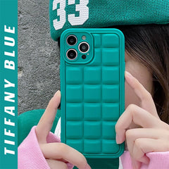 Luxury Square lattice frame Laser color soft silicone case for iPhone 13 12 11 Pro Max XS XR X Max fashion lens protective cover