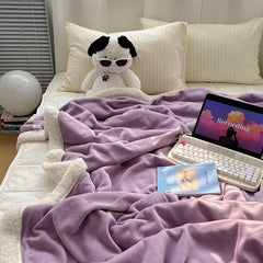 Yickyue Warm Autumn Blanket for Beds Double Lamb Fleece Plush Coral Velvet Bed Sheets Thin style Comfortable Sleeping Blanket For Home