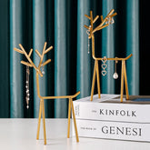 Luxury Metal Jewelry Organizer Stand Golden Elk Jewelry Showcase Storage Shelf Home Decor Nacklace Earrings Keychain Holder Rack