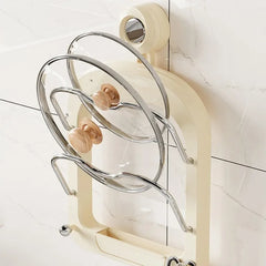YICKYUE - Wall Mounted Kitchen Shelf No Drilling Pot Cover Holder Suction Cup Type Organizer Home Holder Multifunctional Cutting Board