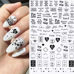 1 Sheet Valentine's Day Love Heart Designs 3D Nail Sticker Black Snake Adhesive Transfer Decals Nail Art DIY Decorations Fashion