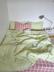Fre Color Colion Pure Cotton Pleated Four-Piece Set Bedding Quilt Cover Pillowcase Bed eet id Pattern Chinese Sle