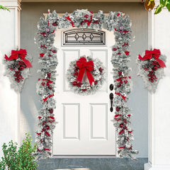 Yickyue Christmas Wreath Outdoor Xmas Decorations Signs Home Garden Office Porch Front Door Hanging Garland 2023 New Year Decor