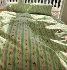 YICKYUE - Pastoral flower green bedding set girl,twin full queen fresh rustic floral cotton home textile bed sheet pillow case quilt cover