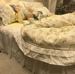 YICKYUE - Romantic sweet yellow flower bedding set,american rustic double cotton full queen home textile bed dress pillowcase duvet cover