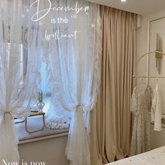 YICKYUE - French Lace Curtain for Living Room, White Floral Tulle Window Blinds for Bedroom, Kitchen Sheer Curtain, Drapes, Wedding Arch D