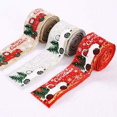 Christmas Ribbon Classic Wrapping Christmas Tree Ribbon Wreath Bows DIY Fabric Swirl Ribbon Burlap Ribbon With Wired Edge Gift