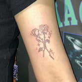 Waterproof Temporary Tattoo Sticker Black Line Rose Flower Star Design Body Art Fake Tattoo Flash Tattoo Arm Female Male