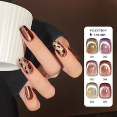 YICKYUE - 6 Bottles Sandy Dunes Gel Polish Kit - 2025 Luminous Crushed Glass, Universal DIY Nails Supplies for Earth Tone Lovers