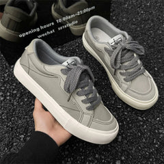 YICKYUE - Spring and Autumn New Men's Street Solid Color National Tide Canvas Shoes Low Top Men's Shoes Women's Shoes Couple Shoes