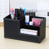 Yickyue Multifunctional Leather Pen Holder Desk Organizer Business Desk Stationery Storage Stationery Box School Supplies Accessories