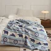 YICKYUE - Nordic-Style Half-side Velvet Blanket Geometric Bear Warm Nap Blanket Simple Knitted Sofa Blanket Bed End Blanket Home and Offic