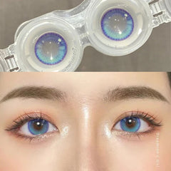 YICKYUE - 1pair Comic Pupil Color Contact Lenses Yearly Contact Lenses with Graduation