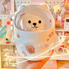 Kawaii Bear Trash Can Plastic Desk Storage Bucket Trash Bin Mini Cute Recycle Garbage Container For Home Office Car Kitchen