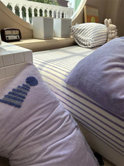 Yickyue Winter Funny Milk Velvet Towel Embroidered Bedding Set Purple Magic Hat Duvet Cover Set Thick Comfortable Flannel Comforters