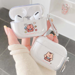 Rebellious bear earphone case soft silicone cover key chain headphone capa for apple airpod 3 pro 2/1 wireless charging box