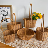 YICKYUE - Handwoven Storage Basket Rattan Snack Fruit Picnic Basket Wedding Flower Hand Baskets Portable Sundries Organizer Container