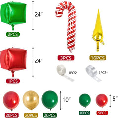 Yickyue 97 Pcs Christmas Balloon Garland Arch Kit Gift Box Exploding Star Foil Balloons Christmas Party Decorations DIY Balloon New Year