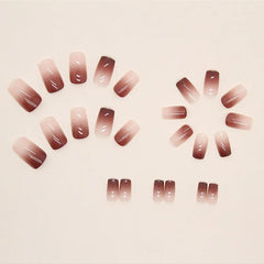 YICKYUE Gentle Ice Transparent Show White Wear Nail Finished Wholesale Simple Sweet Gradient Pure Desire Nail Patch Can Be Removed