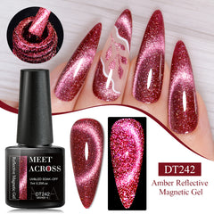 YICKYUE - 7ml Amber Reflective Magnetic Gel Autumn Glitter Semi Permanent UV Gel Nail Polish Varnish Nail Art For Manicure