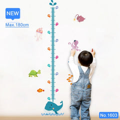 Height Measure Wall Stickers for Baby Rooms Cartoon Animals Wall Decal for Kids Rooms Growth Chart Nursery Room Decor Wall Art