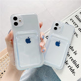 Luxury Transparent Card Holder Phone Case For iPhone 11 12 Pro Max Mini X Xs XR 7 8 Plus SE2 Silicone Shockproof Soft Cover
