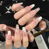 Pink Blue Stars Handmade Press On Nails