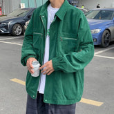 YICKYUE - Autumn Corduroy Jacket Men Fashion Retro Pocket Cargo Jackets Mens Japanese Streetwear Hip-hop Loose Bomber Jacket Men Coat