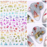 2021 NEW Christmas Slider Nail Art 3D Decals Decoration Snowflake Nail Art Sticker DIY Manicures Transfer Decals Foil Xmas Gif