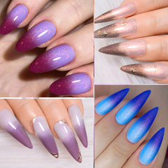 YICKYUE - 7ml Auroras Thermal Nail Gel Polish Champaign Gold Gradient Temperature Changing Glitter UV Gel Varnish Nails Art