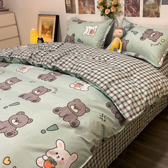 Soft Bedding Set for Boys Girls with Bed Linen Duvet Cover 150x200 Pillowcase Single Double Size Cartoon Printed Home Textile