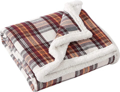Yickyue Sherpa Fleece Throw Blanket Reversible Plush Fluffy Lattice Flannel Blankets Winter Warming Blanket for Sofa Couch Bed