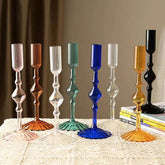 Retro Glass Candle Holder Wedding Supplies Candlelight Dinner Candlestick Props Ornament High Footed Candlestick Home Decoration