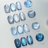 YICKYUE - 1/10PCS Lavender Cat Eye Gel Set 2025 New Blue Ice Shimmer & Glass Glow Nail Supplies 12ML