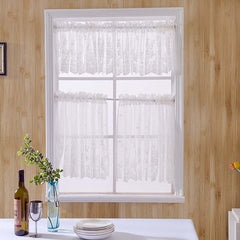 Yaapeet Floral Lace Sheer Curtains Rod Pockets Windows Voile for Bedroom Kitchen Soft White Short Tulle Curtain Drape Blinds