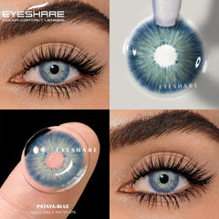 YICKYUE - 1pair Myopia Lenses Color Contact Lenses for Eyes With Diopters Prescription Lenses Yearly Green Lenses Blue Eye Lenses