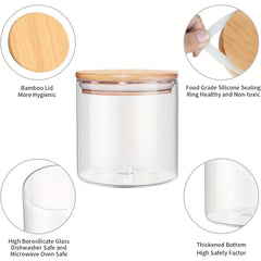 22oz Set Of 6 Glass Jars With Airtight Bamboo Lids Glass Kitchen Canisters Clear Container For Food Storage Of Dry Goods Cookie