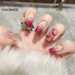 Press On Nail Tips Gradient Heart Sweet Full Cover Fake Nail Tips For Women Girl 24pcs Artificial Nails Jelly Gel Wholesale Item