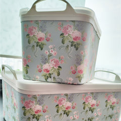 YICKYUE - Large Capacity Storage Box Korean Retro Rose Clothes Fit Box Desktop Toy Storage Basket Home Room Storager Organizer With Lid