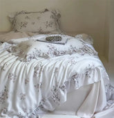 Yickyue - fairyfair flower ruffled beding set,full queen king french rustic floral home textile flat sheet pillowcase duvet cover