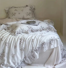 Yickyue - fairyfair flower ruffled beding set,full queen king french rustic floral home textile flat sheet pillowcase duvet cover