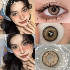 YICKYUE - 2Pcs Colored Contact Lenses Brown Pupils for Eyes Natural Beauty Pupil With Diopters Prescription Grey Iris Lenses