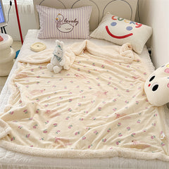 YICKYUE - Cartoon Lamb Fleece Office Nap Soft Shawl Blanket Warm Household Air Conditioning Sofa Cover Blanket All Seasons Universal