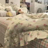YICKYUE - Elegant romantic flower bedding set girl,cotton fairyfair ruffled twin full queen home textile bed sheet pillow case quilt cover