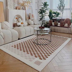 Roman Retro Chessboard Large Area Living Room Carpet High Quality Non-slip Bedroom Bedside Carpets Simple Plaid Lounge Rugs