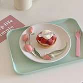 YICKYUE - 8'' Korea Tulip Plate Ceramic Cake Dish Snack Tray Jewelry Dish Decorative Plate Bowl Trays Decorative Nordic Shop Dishes