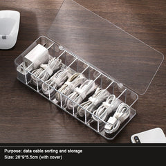 Cable Storage Box Transparent Plastic Data Line Storage Container for Desk Stationery Makeup Organizer, Key and Jewelry Box